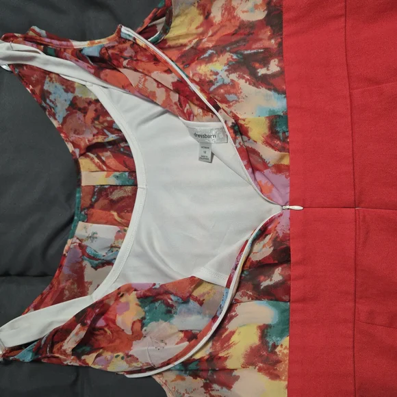 Dressbarn Womens 18 Floral Sleeveless Orange Dress - Picture 3 of 5